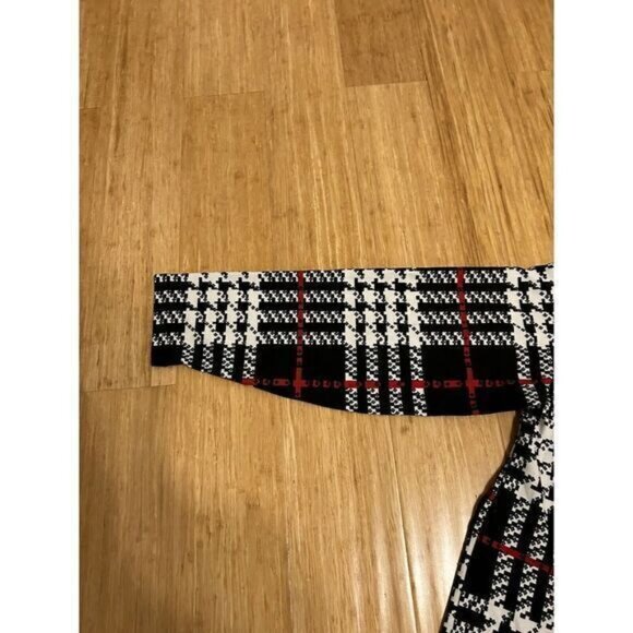 Shein Sz XL Black red and white plaid zip up popover top zip Jacket holiday Work - Picture 7 of 10